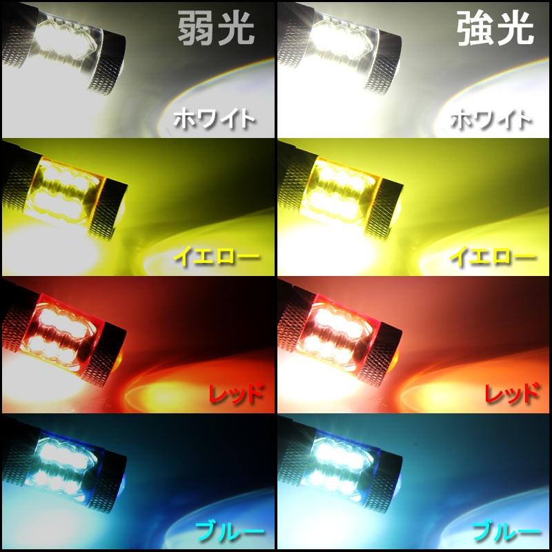 80W LEDバルブ S25D/1157/BAY15D 180°段付きピン LEDダブル球 アルミヒートシンク 専用ケルビンカバー付属 OSRAMチップ16個搭載 2個 赤 青 黄 白