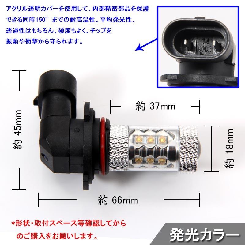 80W LEDバルブ HB4/9006 LEDフォグランプ LEDフォグ アルミヒートシンク 専用ケルビンカバー付属 OSRAMチップ16個搭載 2個 赤 青 黄 白