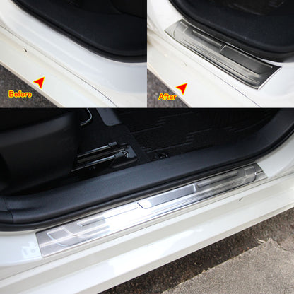 PRIUS プリウス 50 50系 専用設計 ステンレス スカッフプレート ステップガード ロゴプレート付 ガーニッシュ ドレスアップ パーツ 4P