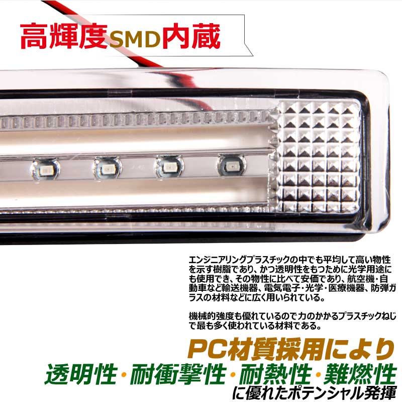 エスティマ50系 アルファード20系 LEDリフレクターランプ チューブ＆SMD仕様 防水加工処理 スモール/ブレーキ連動 クリアレンズ