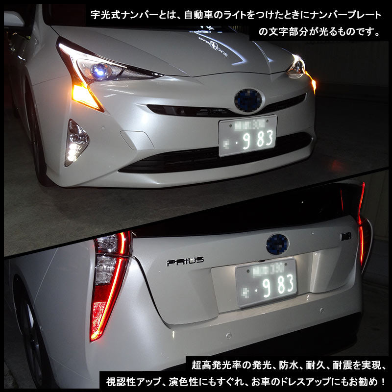 薄型1mm EL字光式ナンバープレート ELプレート EL字光ナンバー プレート フロント 2枚 12V専用 カスタム ドレスアップ ホワイト 普通車/軽自動車