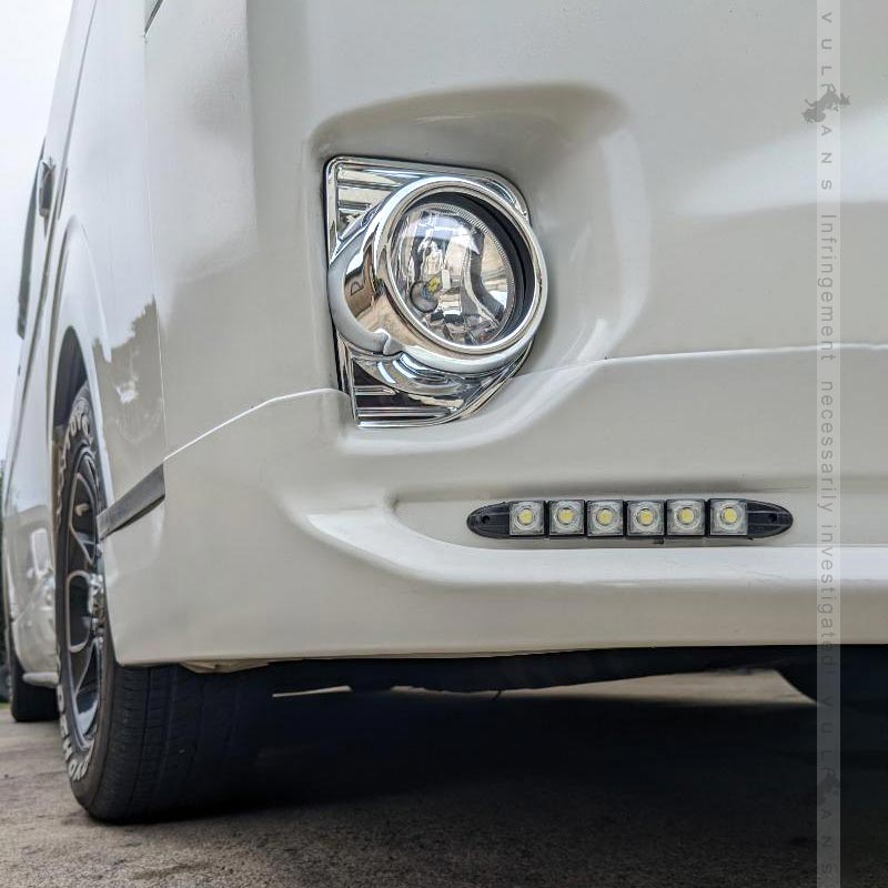 ハイエース/レジアスエース 200系 4型 5型 6型 標準/ワイド フォグカバー フォグランプカバー ABS樹脂 メッキ仕上げ 外装 パーツ ドレスアップ HIACE 200