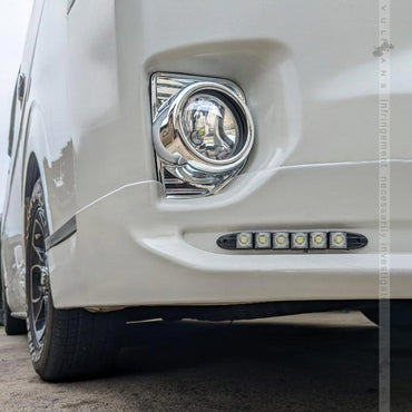 ハイエース/レジアスエース 200系 4型 5型 6型 標準/ワイド フォグカバー フォグランプカバー ABS樹脂 メッキ仕上げ 外装 パーツ ドレスアップ HIACE 200