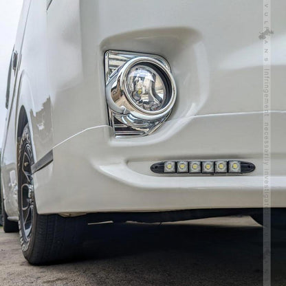 ハイエース/レジアスエース 200系 4型 5型 6型 標準/ワイド フォグカバー フォグランプカバー ABS樹脂 メッキ仕上げ 外装 パーツ ドレスアップ HIACE 200