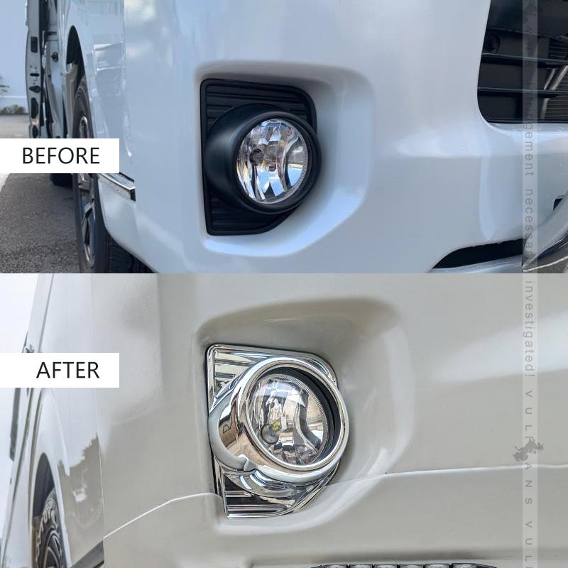 ハイエース/レジアスエース 200系 4型 5型 6型 標準/ワイド フォグカバー フォグランプカバー ABS樹脂 メッキ仕上げ 外装 パーツ ドレスアップ HIACE 200