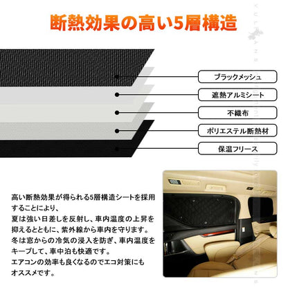 SPACIA スペーシア サンシェード ブラックメッシュ 車中泊 仮眠 盗難防止 燃費向上 アウトドア キャンプ 紫外線 日除け エアコン 10点set
