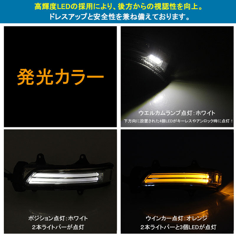 プラド 専用設計 ウインカーミラーレンズ ライトバー付 ドアミラーウィンカーレンズ ウェルカムライト付 スモール/ウィンカー連動 外装 パーツ