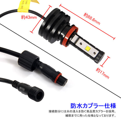 PHILIPS社製 4500LM LEDヘッドライト H8/H11/H16 50W 6500k 12v/24v対応 ヘッドランプ ライト フォグランプ 1年保証付 車検対応