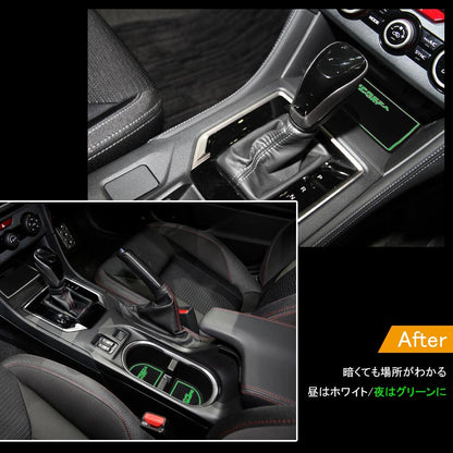 インプレッサスポーツ H23.12～ GP2/3/6/7 ロゴ入り ドアポケットマット ゴムゴムマット インテリア 水洗いOK 夜光色 コンソール ドリンクホルダーに 13枚