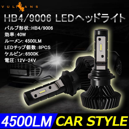 HB4/9006 LEDヘッドライト LEDフォグランプ 4500LM 40W 12V24V 2個set 取付簡単 電装品 カー用品 車 パーツ
