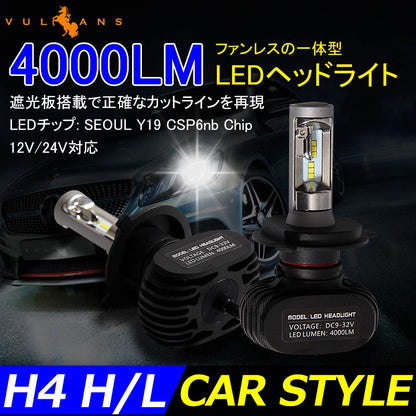 H4 H/L LEDヘッドライト LEDフォグランプ 8000LM バイク用 ワンピース 一体型 SEOUL CSPチップ DC9V~32V 取付簡単 電装品 パーツ