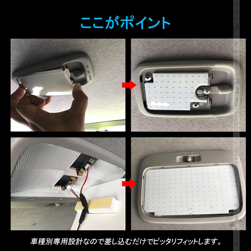 HIACE ハイエース200系 4型 スーパーGL COB面発光LEDルームランプ マップランプ ナンバー灯 室内灯 スライドドア 8点 306連 電装 パーツ LED 工具付