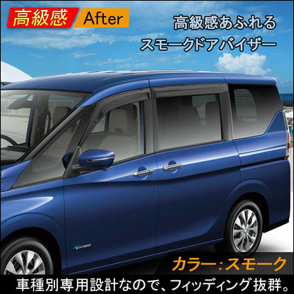 日産 セレナ C27 ドアバイザー スモーク サイドバイザー サイドドアウインドウバイザー 取付金具付 4P
