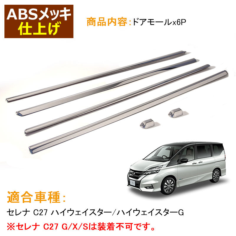 日産 新型 SERENA セレナ C27系 ハイウェイスター 専用 外装 パーツ サイド ドア モール ガーニッシュ サイドスカート フレーム