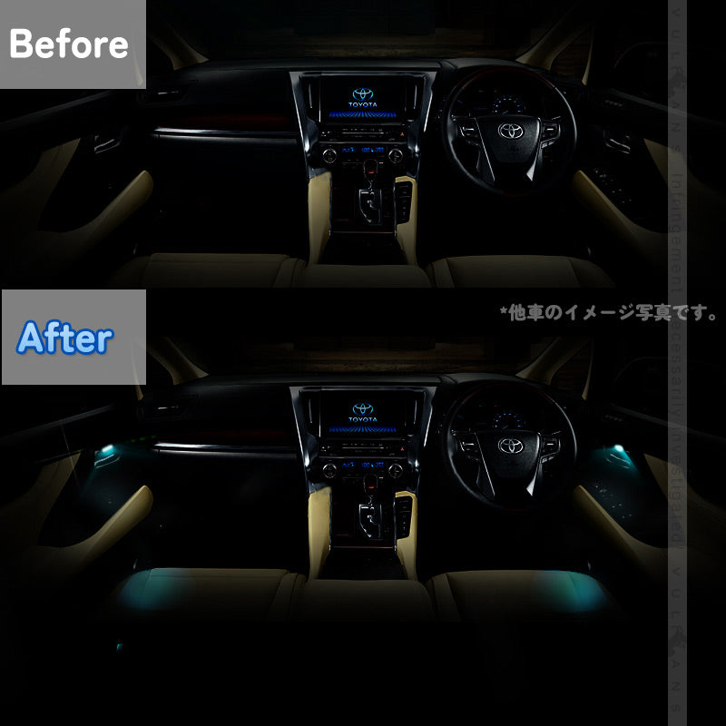 ノア ヴォクシー 80 80系 インナーハンドルイルミ インサイド ドアハンドルカバー LEDイルミネーション アイスブルー ドアノブ 説明書付 内装 インテリアパネル