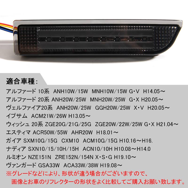 エスティマ50系 アルファード20系 ヴェルファイア20系 3WAY LEDリフレクターランプ ウインカー機能付 オレンジ発光優先 チューブ＆SMD仕様 スモークレンズ