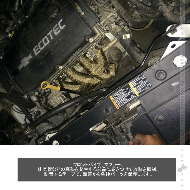 耐熱 サーモバンテージ 1200℃ 長さ5m 幅5cm バサルトファイバー フロント マフラーブラックマフラー・エキマニ等の断熱・遮熱に