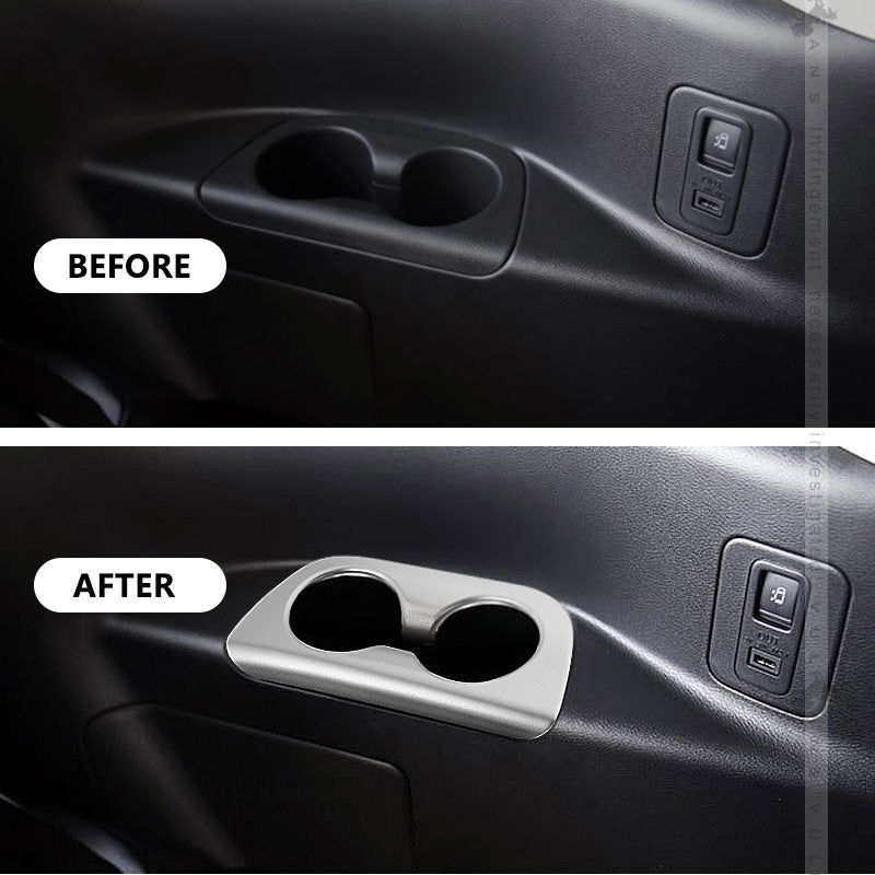 新型 セレナ C28 リアドリンクホルダーカバー サテンシルバー  2PCS カップホルダーガーニッシュ アクセサリー カスタム 内装 パーツ リアドア 日産