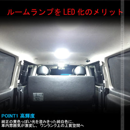 HIACE ハイエース200系 4型 スーパーGL LEDルームランプ ナンバー灯 センターランプ 5050 3チップSMD 8点set 258個SMD 内装 パーツ 取付工具付