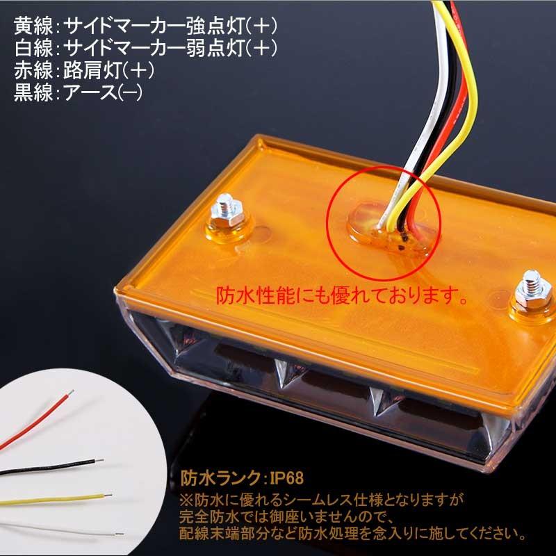 LED サイドマーカー トラックマーカー 24V対応 マーカーランプ 2個 サイドマーカー+路肩灯 クリアレンズ LED14連 バスマーカー 用品 外装 パーツ