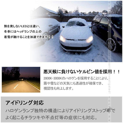 ハロゲン バルブ ランプ H7 12V 55W 6000K 2P ゴールデンイエローカラー アイドリングストップ車対応 アンバー ヘッドライト フォグランプ 汎用 車 バイク