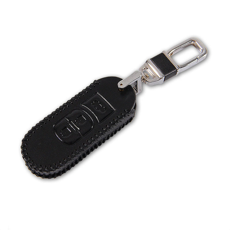 マツダ CX-5 デミオ CX-3 本革 レザー キーケース ブラック キーカバー スマートキーケース ブルー キーホルダー パーツ 内装