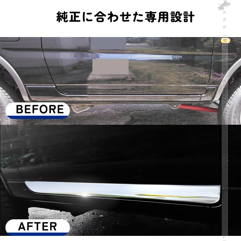スズキ JIMNY ジムニー JB23系 サイドドアガーニッシュ ドアモール 外装 パーツ カスタム エアロ アクセサリー ステンレス鏡面仕上げ 2P