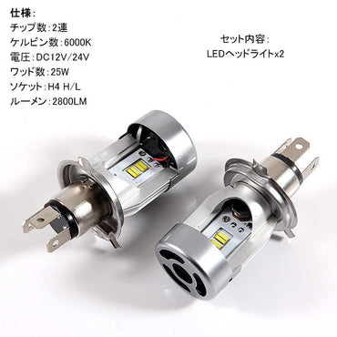 LEDヘッドライト H4 H/L 簡単取付 LEDヘッドランプ 2個set NBOX ワゴンR LEDバルブ 純正交換 簡単取付け パーツ カスタム