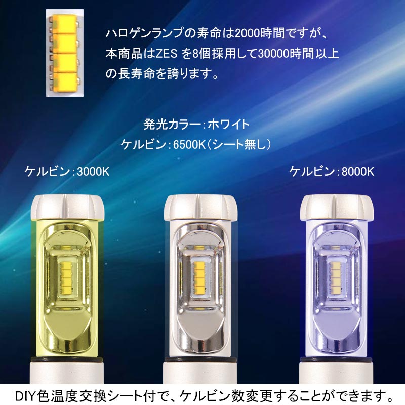 CHR C-HR ハロゲン仕様車専用 HIR2 9012 多彩 LEDヘッドライト LEDヘッドランプ バルブ ケルビン数変更可 2500LM 25WX2 6500K 3000K 8000K 2個SET