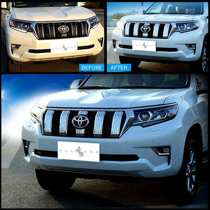 ランドクルーザープラド150系 後期 フロントグリルガーニッシュ 7枚 フロント グリル ガーニッシュ ABSメッキ仕上げ アクセサリー 外装 パーツ カスタムエアロ