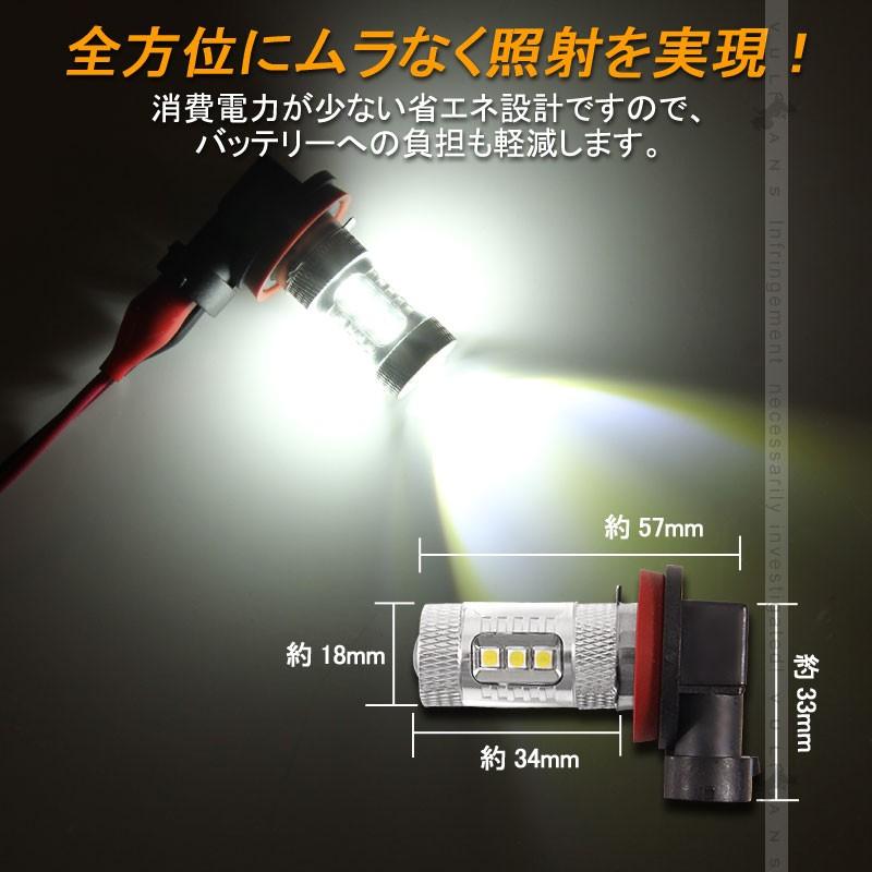 LEDバルブ 80W ホワイト H8/H11/H16 LEDフォグランプ LEDフォグ フォグライト 2個 パーツ 内装 エアロ カスタム