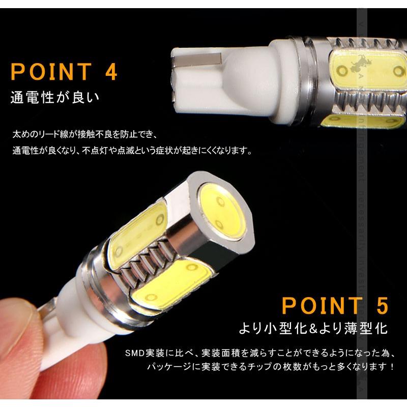 接点部が違う T10/T15/T16 LEDバルブ LEDウェッジ球 2個 7.5W COB Epistar ホワイト バックランプ ライセンス ポジションランプなどに カー用品
