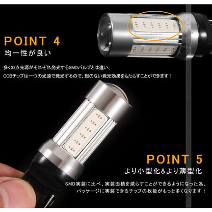 T20/7440 LED シングル球 LEDバルブ DC12V COB 面発光 アンバー 2個 Epistar ウインカー 電装 パーツ カスタム カー用品 車 ウィンカー