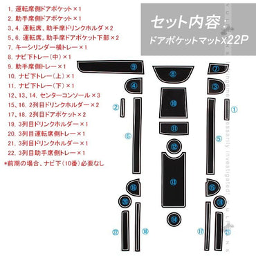 セレナ C25 ドアポケットマット ゴムゴムマット インテリア 水洗いOK 蓄光 コンソール ドリンクホルダーに 22枚 内装 パーツ カスタム