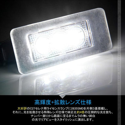 セレナ C27専用 LEDライセンスランプ 2個 ナンバープレート ランプ ライト LED パーツ ライト 加工不要 照明 ランプ カスタム アクセサリー SERENA