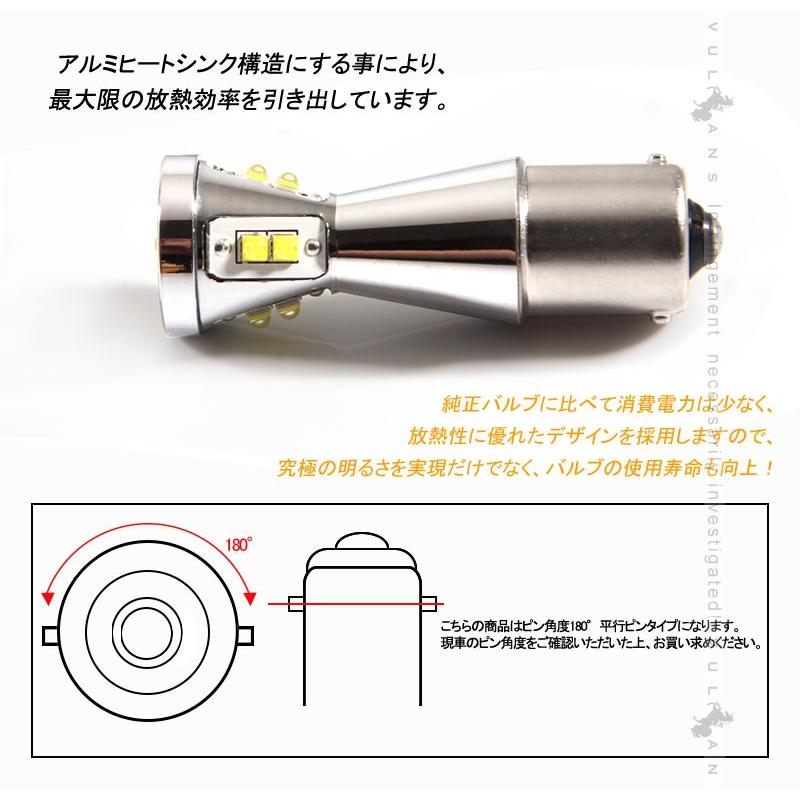 S25s/BA15S/1156 180°平行ピン LEDシングル球 LEDバルブ 2個 EPISTAR 白 爆光 45W ポジション バックランプ 汎用 カー パーツ エアロ LED関係 電装