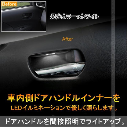 セレナ C27 インナードアハンドルイルミ インサイド ドアハンドルカバー LEDイルミネーション ホワイト ドアノブ 内装 パーツ エアロ アクセサリー 日産