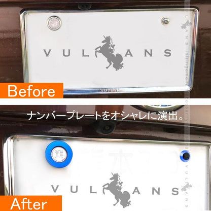 汎用 ビレット ナンバープレート ボルトキャップ 1個＆アルミ合金 ナンバーボルトリング 4個set 封印付き車両 普通車 ブルー パーツ カスタム エアロ 用品