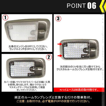 ハイエース DX 200系 4型 クリスタルレンズカバー 3ピース ルームランプカバー HIACE 内装 パーツ カスタム エアロ アクセサリー ドレスアップ カー用品