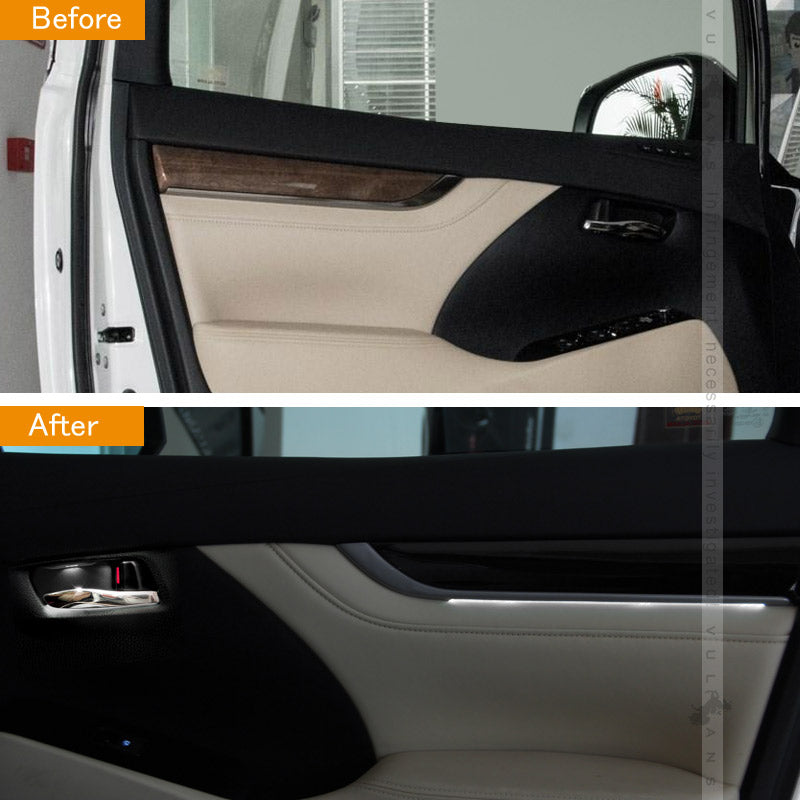 アルファード / ヴェルファイア 30系 インナードアハンドルイルミ+ドア内張りLEDライト 4PCS インサイド ドアハンドルカバー ホワイト 内装 パーツ