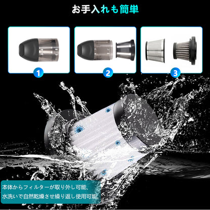 3WAY 電動エアダスター USB充電式 ハンディクリーナー ミニ掃除機 1台4役 7種類のノズル付 大容量バッテリー キーボード パソコン掃除 車内清掃 エアーポンプ