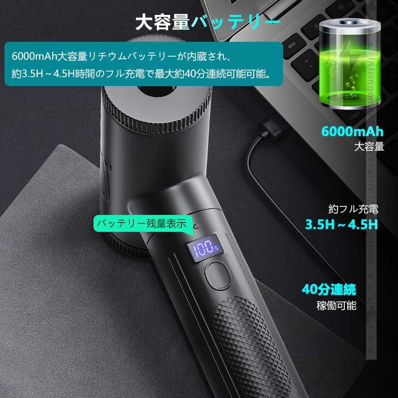 3WAY 電動エアダスター USB充電式 ハンディクリーナー ミニ掃除機 1台4役 7種類のノズル付 大容量バッテリー キーボード パソコン掃除 車内清掃 エアーポンプ