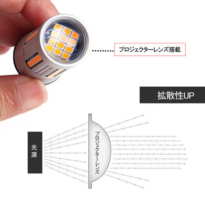 S25/1156 LEDシングル球 ハイフラ防止抵抗内蔵 ウインカー専用 LEDバルブ ハイブリッド車にも対応 無極性 1156/BA15s 66SMD搭載 キャンセラー内蔵