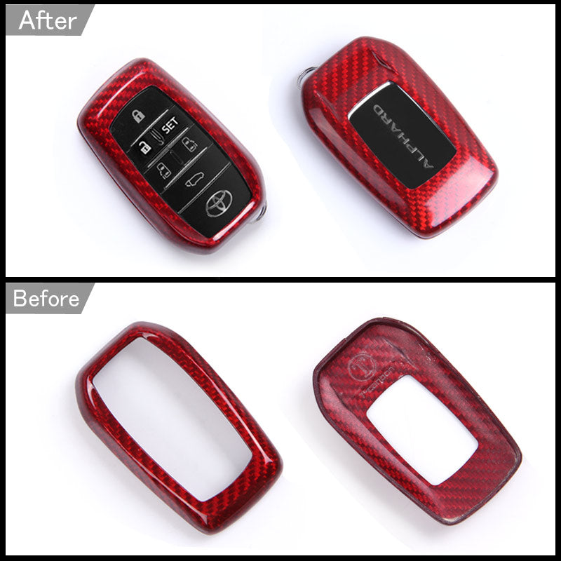 アルファード ヴェルファイア 30 30系 前期 レッドカーボン リアルカーボン キーケース キーカーバー キーケース スマートキーケース 内装 パーツ エアロ