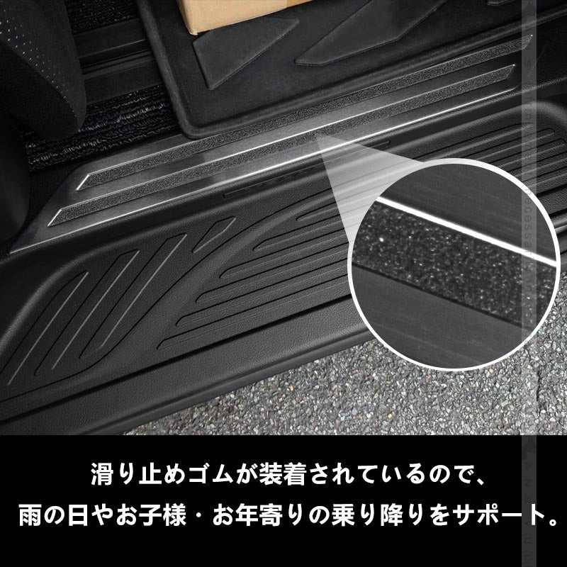 新型 ヴェルファイア30系 アルファード30系 前期 後期 ブラックステン サイド スカッフプレート ステップガード 4P ガーニッシュ 内装 パーツ カスタム エアロ