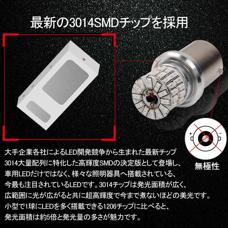 S25 ピン角違い ステルス LEDウインカーバルブ ピン角150° 48連SMD 3014チップ DC12V-30V 無極性 2個 ウインカー専用 LEDバルブ アンバー 車・バイクに最適