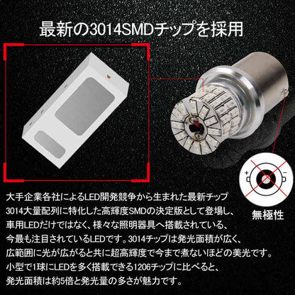 S25 ピン角違い ステルス LEDウインカーバルブ ピン角150° 48連SMD 3014チップ DC12V-30V 無極性 2個 ウインカー専用 LEDバルブ アンバー 車・バイクに最適