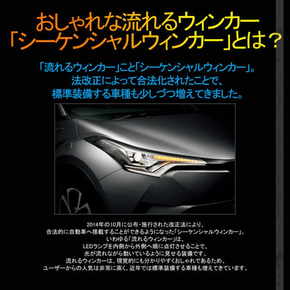 12V車/24V車 シーケンシャルウインカー LEDテープライト流れるウインカー 45cm 2本 アンバー/ホワイト ツインカラー シリコン カット可 デイライト アイライン