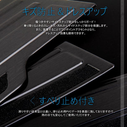 セレナ C27 ブラックステン スカッフプレート サイドステップガード すべり止め付き 4PCS ヘアライン仕上げ サイドガード プロテクター 傷防止 ドレスアップ カスタム 内装 パーツ SERENA