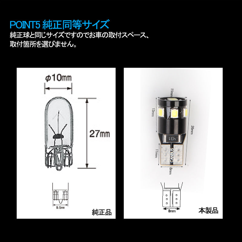 輸入車対応 T10/T15/T16 キャンセラー内蔵 LEDウェッジ球 LEDバックランプ LEDバルブ ポジション スモールランプ ホワイト 2個セット 無極性 内装 パーツ